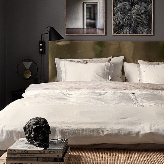 Moody staged bedroom