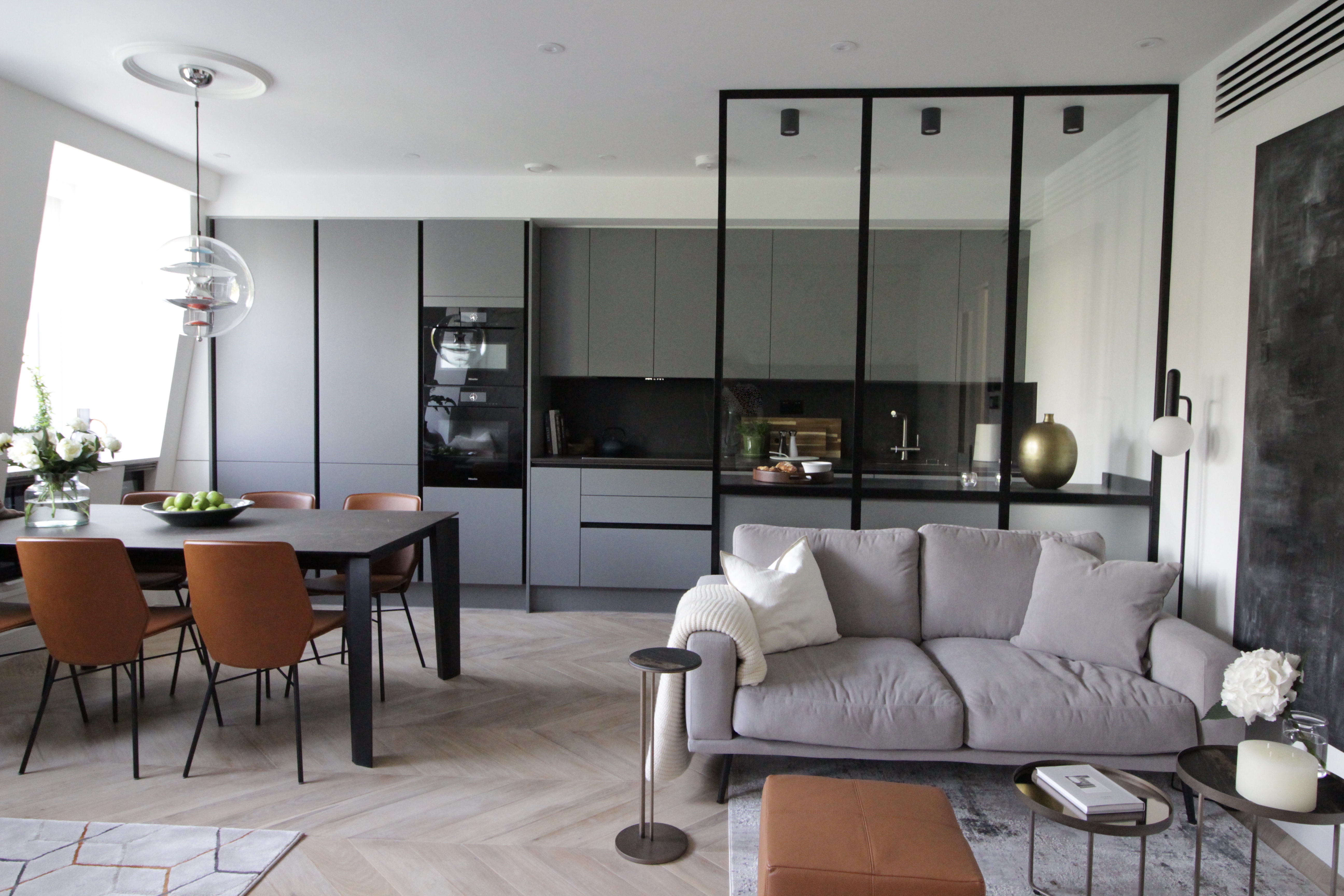 Professionally staged open plan living space
